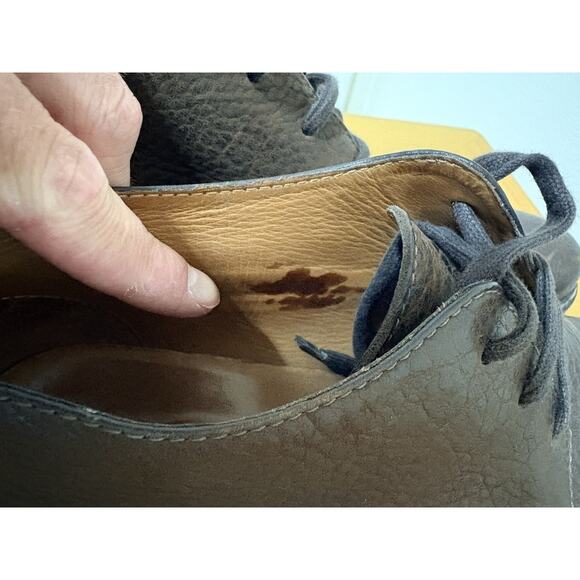 John Varvatos Hand Made In Italy Brown Pebbled Leather Derby Shoes Size 10.5 main image 2
